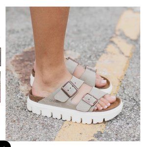 Taupe BIRKENSTOCK ARIZONA CHUNKY platform womens sz 8-8.5